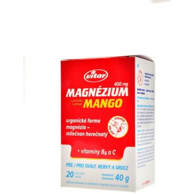 Vitar Magnezium 400 mg + vitamín B6 + vitamín C s příchutí mango 20 sáčků – Hledejceny.cz