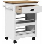 Servírovací stolek kolečka dřevo bílá hnědá NoBi NORMAN – Zboží Dáma