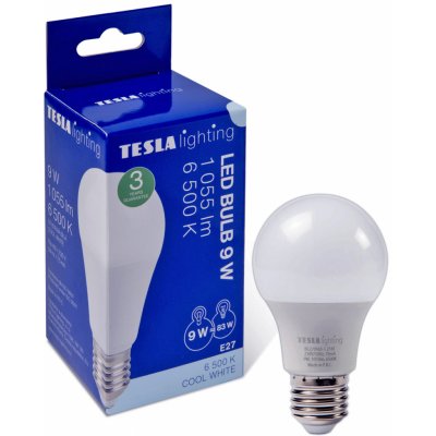 Tesla LED žárovka BULB E27, 9W, 230V, 1055lm, 25 000h, 6500K studená bílá 220st