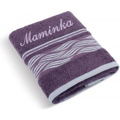 Bellatex Froté ručník Vlnka svýšivkou MAMINKA burgundy 50 x 100 cm