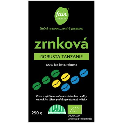 Fairobchod Bio káva Robusta Tanzanie zrnková 250 g – Hledejceny.cz