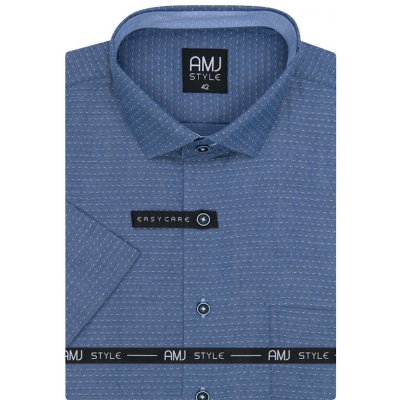 AMJ Comfort fit košile s krátkým rukávem VKR1047 modrá se vzorem