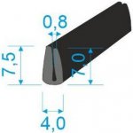 05381008 Pryžový profil tvaru "U", 7,5x4/0,8mm, 60°Sh, NBR, -40°C/+70°C, černý | Zboží Auto