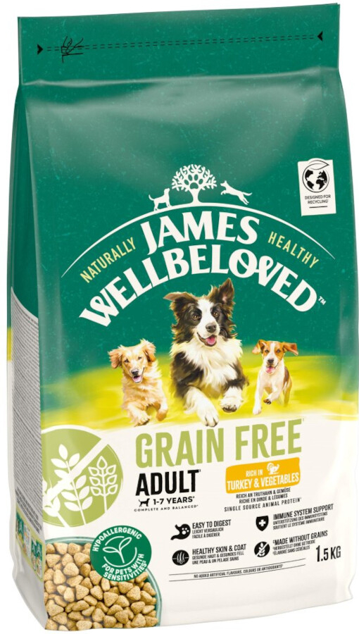 James Wellbeloved Grain Free Adult Dog Hypoallergenic s krůtím & zeleninou 1,5 kg