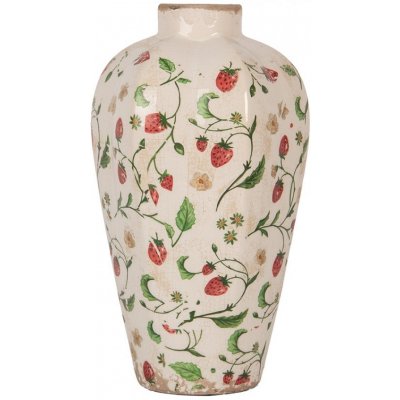 Béžová keramická váza s jahůdkami Wild Strawberries S - Ø 17*29 cm - Clayre & Eef – Hledejceny.cz