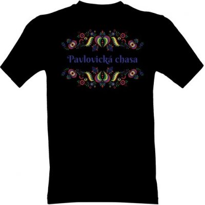 tričko s potiskem Folklorní motiv pro stárky chasu pánské Černá