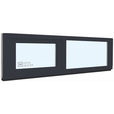 KNIPPING Plastové okno - 70 AD, 2400x500 mm, FIX/S, antracit Sklo: ornamentální (kůra čirá), Barva, imitace: antracit/bílá (jednostranně) – Hledejceny.cz