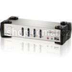 Aten CS-1734B-A7-G 4-Port USB 2.0 KVMP Switch OSD, 4x USB Cables, 2-port Hub, Audio – Zboží Mobilmania