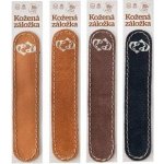 Ryby - kožená záložka do knihy Barva kůže: Medová semiš (D39), Barva ražby: Zlatá – Zboží Dáma