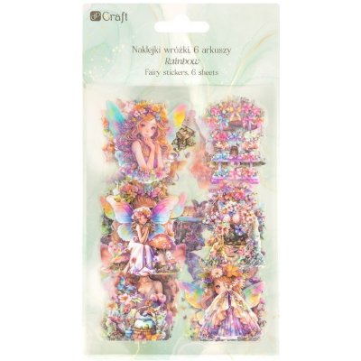 DP Craft Samolepky víly duhové třpytivé 6 archů – Zboží Dáma