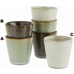 MADAM STOLTZ Kameninový šálek Grey Stoneware A zelená šedá barva keramika 100 ml – Zboží Dáma