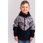 UNUO Dětská softshellová bunda s fleecem Slim Tm. Modročerná Šedá Velryby – Sleviste.cz