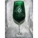 Lužické sklo Jubilejní zelená číše výroční sklenička broušená Kytička dárkové balení satén J-400 600 ml 1 Ks