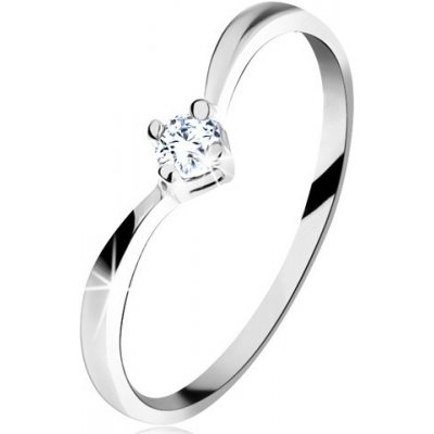 Šperky eshop zlatý prsten 585 lesklá zahnutá ramena blýskavý broušený diamant čiré BT503.13 – Zboží Mobilmania