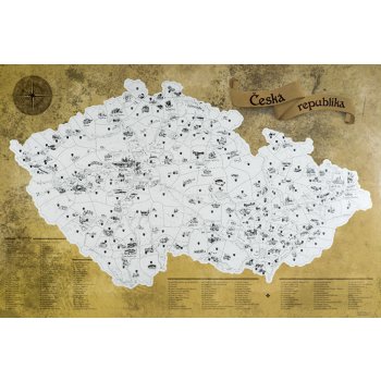 Stírací mapa turistická Česká republika - stříbrná stírací plocha