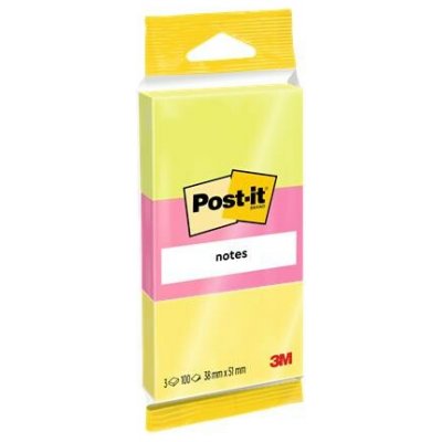 3M POSTIT Samolepicí blok poznámkových lístků, 38 × 51 mm, 3 × 100 listů, 3M POST-IT, neonové barvy 7100172319 – Hledejceny.cz