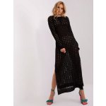 Fashionhunters Černé pletené plážové šaty s rozparky