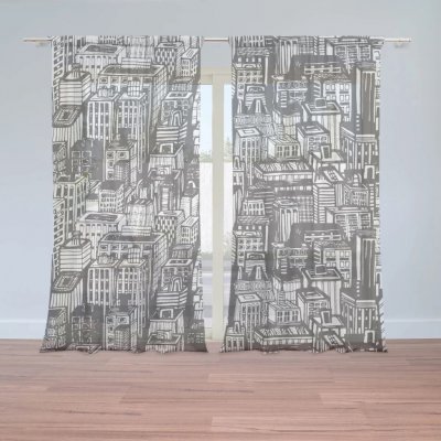 Sablio Záclony Kreslené mrakodrapy: 2ks 150x250cm – Zboží Mobilmania