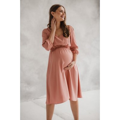 Těhotenské kojící šaty 3/4 rukáv Lovely Midi Dress Herbal Rose