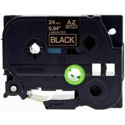 Alternativní páska Brother TZ-354 / TZe-354, 24mm x 8m, zlatý tisk / černý podklad