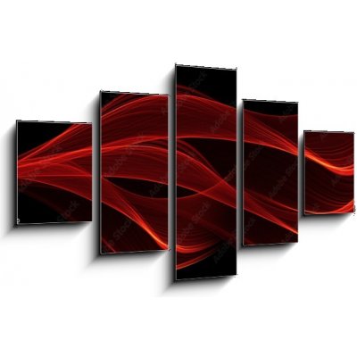 Obraz 5D pětidílný - 125 x 70 cm - red glow energy wave. lighting effect abstract background with c červená zářivá energetická vlna. světelný efekt abstraktní pozadí s c – Zboží Mobilmania