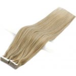 Vlasové PU pásky tape in na prodlužování vlasů 50cm balayage 16/60 plavá blond / platina – Zboží Dáma