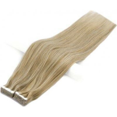 Vlasové PU pásky tape in na prodlužování vlasů 50cm balayage 16/60 plavá blond / platina – Zboží Dáma