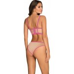 Obsessive Nudelia Top a kalhotky s růžovým lemem – Zboží Dáma