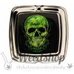 WeedShop Skleněný hranatý popelník Cannabis Skull Cannabis Skull – Zboží Dáma