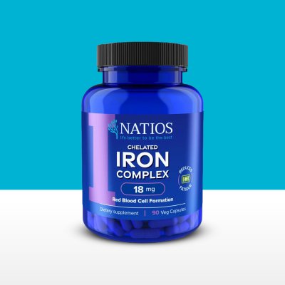Natios Iron Chelated Complex Železo bisglycinát 18 mg 90 veganských kapslí – Hledejceny.cz