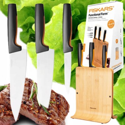 Fiskars Functional Form Bambusový blok 3 nože 1057553 – Zboží Dáma