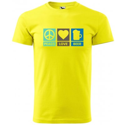Dobrý Triko pánské tričko Peace Love beer Citrónová – Hledejceny.cz