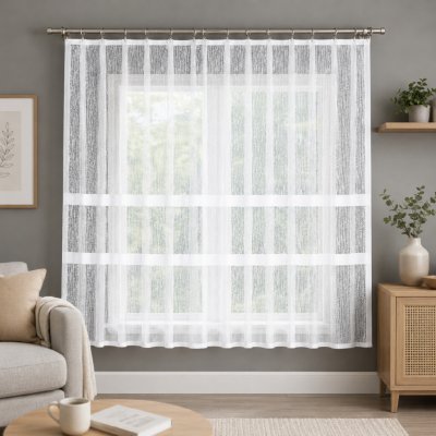 Dekorační krátká vzorovaná záclona na žabky WIKTORIA LINE 160 bílá 310x160 cm MyBestHome – Zboží Mobilmania