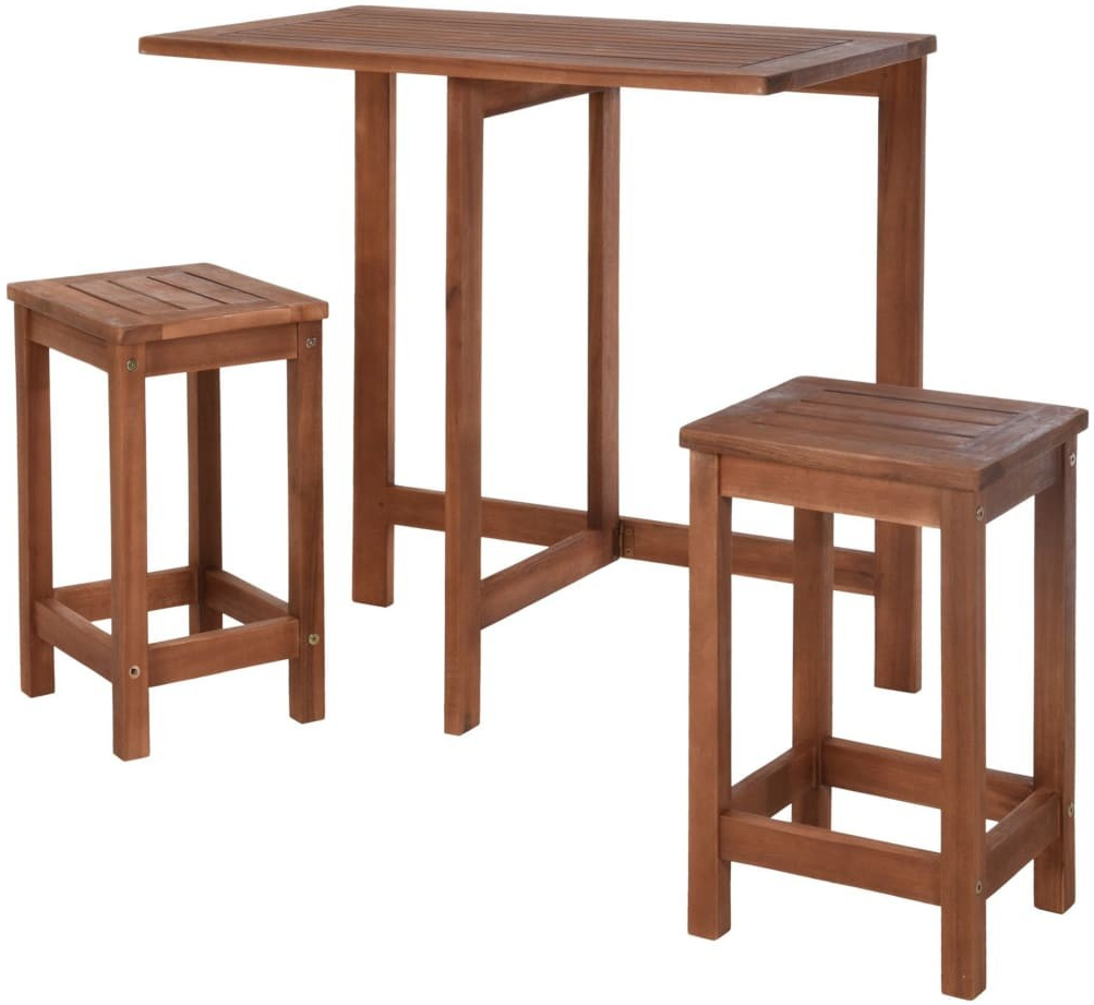 MONOPOL 40956 Dřevěný balkonový set stůl + 2 židle hnědá