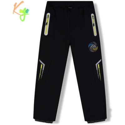 Kugo HK5621 Chlapecké softshellové kalhoty zateplené černá / signální zipy – Zboží Mobilmania