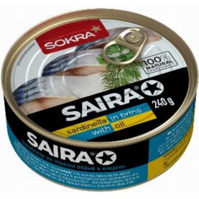 Sokra Saira sardinela ve vlastní šťávě s přídavkem oleje 240 g – Zboží Dáma