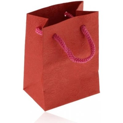 Šperky eshop Malá papírová taštička na dárek, matný povrch v červeném odstínu, vzor s růžemi Y51.01
