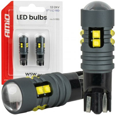 LED žárovky STANDARD T10 2525 10SMD White 12/24V AMIO-04993 – Hledejceny.cz