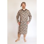 P40 Rozárka motorka pánská noční košile dl.rukáv hnědá – Zboží Mobilmania