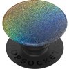 Držák na mobil PopSockets PopGrip Gen.2, Midnight Flare, stříbrnošedý s třpytkami, holografický duhový efekt