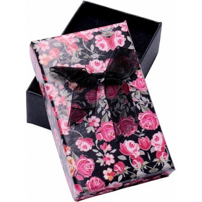 Nefertitis Papírová dárková krabička květinová černá na prsteny a náušnice 8 x 5 x 2,6 cm NF27163 – Zboží Mobilmania