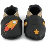 Ebooba Kožené capáčky s koženou podrážkou raketa Černá – Sleviste.cz