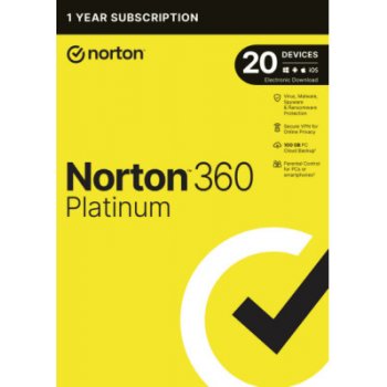 Norton 360 PLATINUM 100GB 1 uživatel 20 lic. 1 rok (21428036)