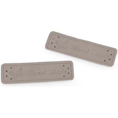 Eko kůže cedulka / ozdoba / nášivka Handmade 15x50 mm - šedá neutrální (5 ks) – Hledejceny.cz