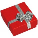 Šperky eshop Dárková krabička na prsteny, červená, stříbrná mašle Y3.20 – Zboží Dáma