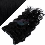 Vlnitý clip in pás 40cm 100% lidské vlasy - uhlově černá #1 – Sleviste.cz