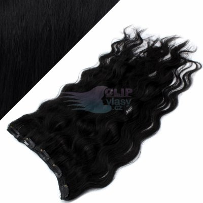 Vlnitý clip in pás 40cm 100% lidské vlasy - uhlově černá #1 – Sleviste.cz