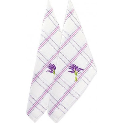 ARÔME HOME Fialové káro výšivka Levandule 50 x 70 cm 2 ks – Sleviste.cz