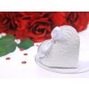 Svatební cukrovinka PartyDeco Krabičky - Srdce bílé s mašličkou 10 ks
