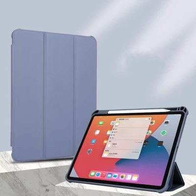 SES 2v1 Smart flip cover + zadní silikonový ochranný obal s držákem na pero pro Apple iPad 10.2" 2021 9. generace 12233 fialový – Zboží Mobilmania